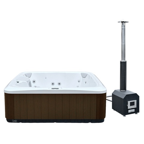 JACUZZI OGRODOWE WANNA HYBRYDOWA BALIA OGRODOWA SPA521W BIAŁA PERŁA OBUDOWA KAWA 230X230 CM