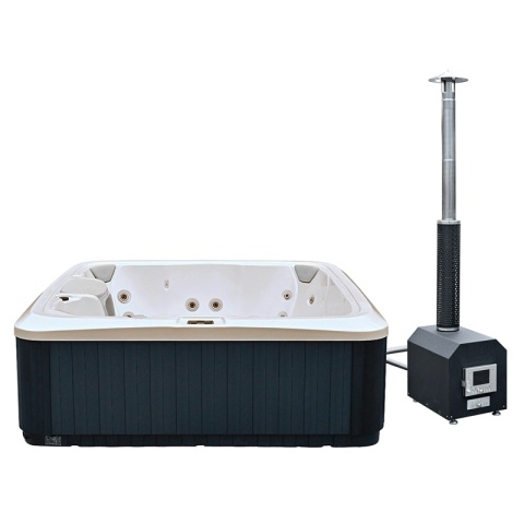 JACUZZI OGRODOWE WANNA HYBRYDOWA BALIA OGRODOWA SPA521W CAPPUCCINO OBUDOWA ANTRACYT 230X230 CM