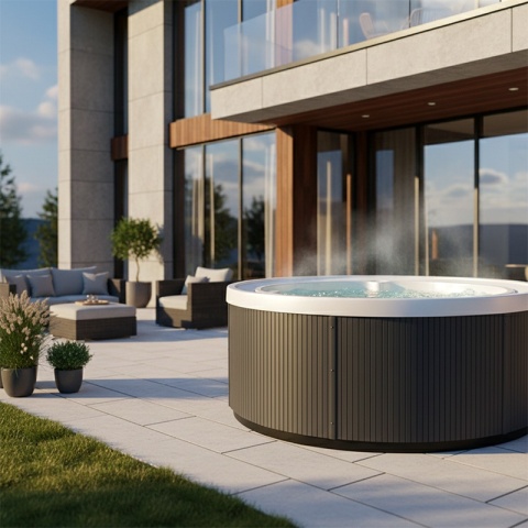 JACUZZI OGRODOWE WANNA SPA540 BIAŁA PERŁA OBUDOWA ANTRACYT 240X240 CM