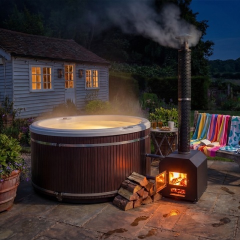 JACUZZI OGRODOWE WANNA HYBRYDOWA BALIA OGRODOWA SPA580W BIAŁA PERŁA OBUDOWA KAWA 200X200 CM