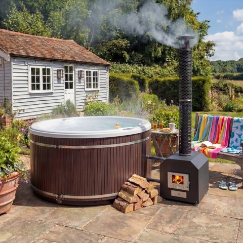 JACUZZI OGRODOWE WANNA HYBRYDOWA BALIA OGRODOWA SPA580W BIAŁA PERŁA OBUDOWA KAWA 200X200 CM