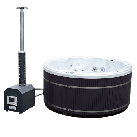 JACUZZI OGRODOWE WANNA HYBRYDOWA BALIA OGRODOWA SPA580W BIAŁA PERŁA OBUDOWA ANTRACYT 200X200 CM