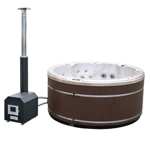 JACUZZI OGRODOWE WANNA HYBRYDOWA BALIA OGRODOWA SPA580W CAPPUCCINO OBUDOWA KAWA 200X200 CM