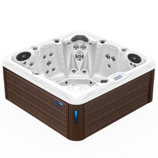 JACUZZI OGRODOWE WANNA SPA752 BIAŁA PERŁA OBUDOWA KAWA 200x200 CM