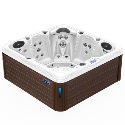 JACUZZI OGRODOWE WANNA SPA752 BIAŁA PERŁA OBUDOWA KAWA 200x200 CM