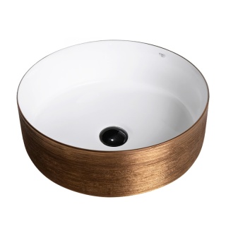 UMYWALKA NABLATOWA CERAMICZNA OKRĄGŁA LAVA-P-GL-360 SZCZOTKOWANE ZŁOTO 36x12 CM