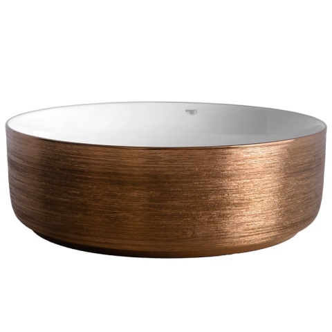 UMYWALKA NABLATOWA CERAMICZNA OKRĄGŁA LAVA-P-GL-360 SZCZOTKOWANE ZŁOTO 36x12 CM