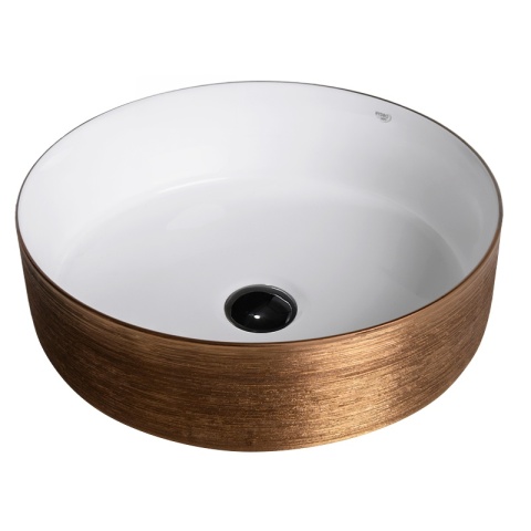 UMYWALKA NABLATOWA CERAMICZNA OKRĄGŁA LAVA-P-GL-360 SZCZOTKOWANE ZŁOTO 36x12 CM