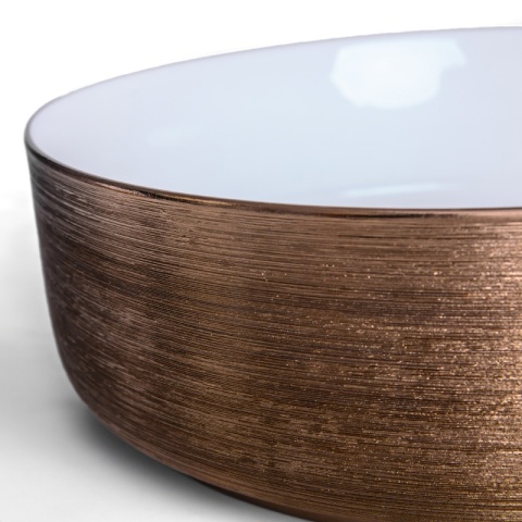 UMYWALKA NABLATOWA CERAMICZNA OKRĄGŁA LAVA-P-GL-360 SZCZOTKOWANE ZŁOTO 36x12 CM