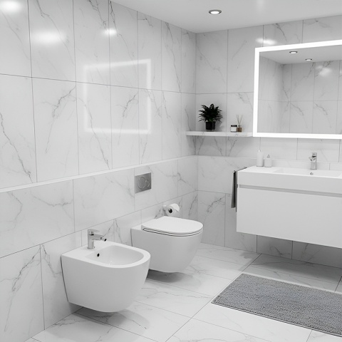 BIDET ŁAZIENKOWY PODWIESZANY WISZĄCY CERAMICZNY OWALNY BIAŁY BID-MIZU-WH 49 CM