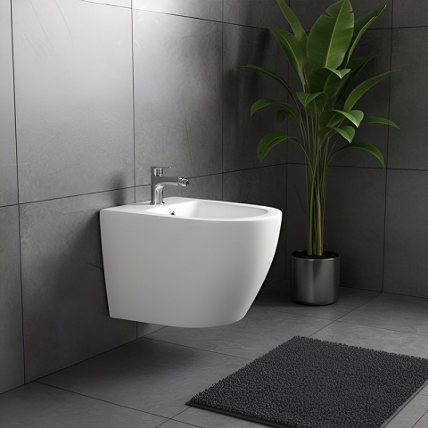 BIDET ŁAZIENKOWY PODWIESZANY WISZĄCY CERAMICZNY OWALNY BIAŁY BID-MIZU-WH 49 CM