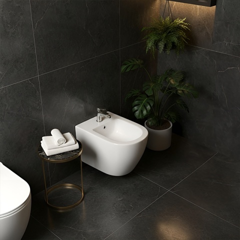 BIDET ŁAZIENKOWY PODWIESZANY WISZĄCY CERAMICZNY OWALNY BIAŁY BID-MIZU-WH 49 CM