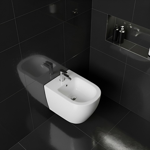 BIDET ŁAZIENKOWY PODWIESZANY WISZĄCY CERAMICZNY OWALNY BIAŁY BID-MIZU-WH 49 CM