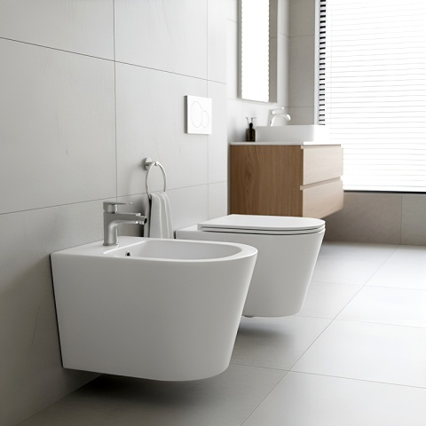 BIDET ŁAZIENKOWY PODWIESZANY WISZĄCY CERAMICZNY OWALNY BIAŁY BID-PRIMA-WH 49 CM