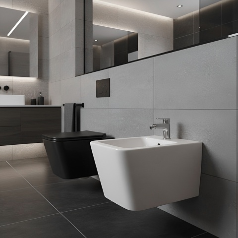 BIDET ŁAZIENKOWY PODWIESZANY WISZĄCY CERAMICZNY PROSTOKĄTNY BIAŁY BID-RAIN-WH 52 CM