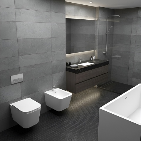 BIDET ŁAZIENKOWY PODWIESZANY WISZĄCY CERAMICZNY PROSTOKĄTNY BIAŁY BID-RAIN-WH 52 CM