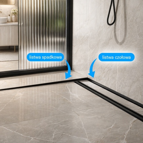 LISTWA SPADKOWA BRODZIKOWA CZARNY MAT LEWA 100 CM LSB-MTB-L-100