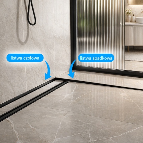 LISTWA SPADKOWA BRODZIKOWA CZARNY MAT PRAWA 100 CM LSB-MTB-R-100