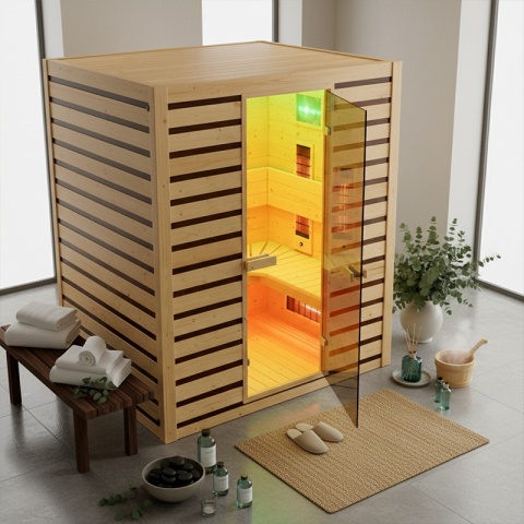 SAUNA DOMOWA SUCHA INFRARED NISKOTEMPERATUROWA TROMSO4 4-5 OSOBOWA 180x150 CM 230 V