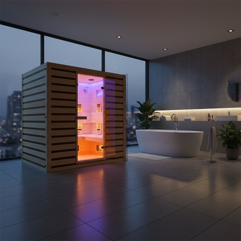 SAUNA DOMOWA SUCHA INFRARED NISKOTEMPERATUROWA TROMSO4 4-5 OSOBOWA 180x150 CM 230 V