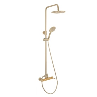 BATERIA PRYSZNICOWA ŁAZIENKOWA Z DESZCZOWNICĄ LAILA ZŁOTA SZCZOTKOWANA