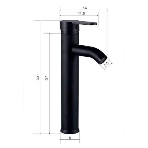 BATERIA UMYWALKOWA ŁAZIENKOWA WYSOKA NABLATOWA STOJĄCA KRAN CUBA-H-BL CZARNA