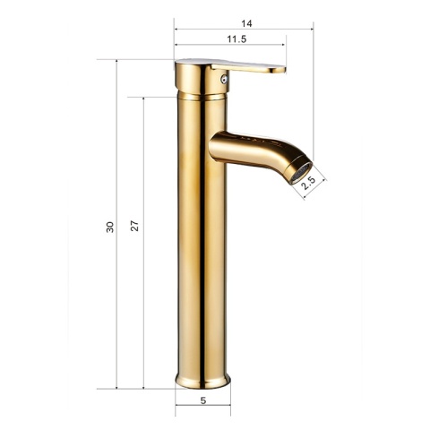 BATERIA UMYWALKOWA ŁAZIENKOWA WYSOKA NABLATOWA STOJĄCA KRAN CUBA-H-GL ZŁOTA