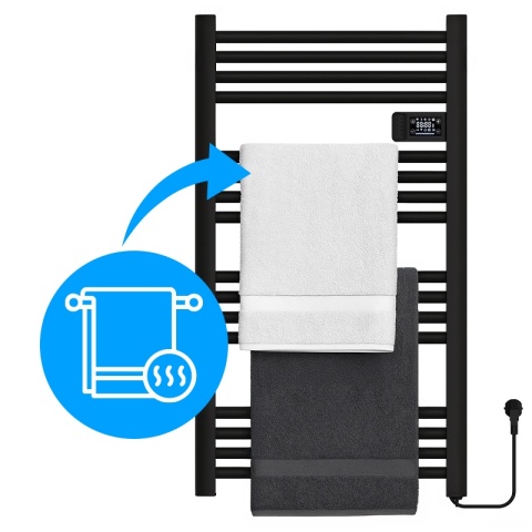 GRZEJNIK ŁAZIENKOWY ELEKTRYCZNY ALUMINIOWY DRABINKA 96x54 500W LOA CZARNY