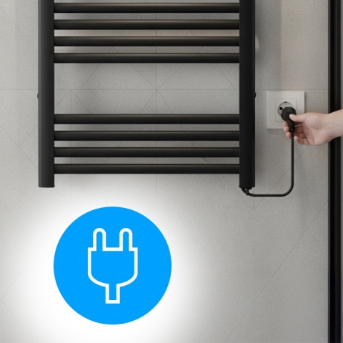 GRZEJNIK ŁAZIENKOWY ELEKTRYCZNY ALUMINIOWY DRABINKA 96x54 500W LOA CZARNY