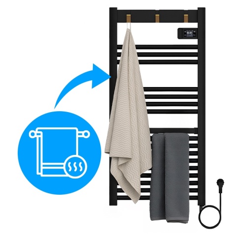 GRZEJNIK ŁAZIENKOWY ELEKTRYCZNY ALUMINIOWY DRABINKA ECO 500W Z WIESZAKAMI