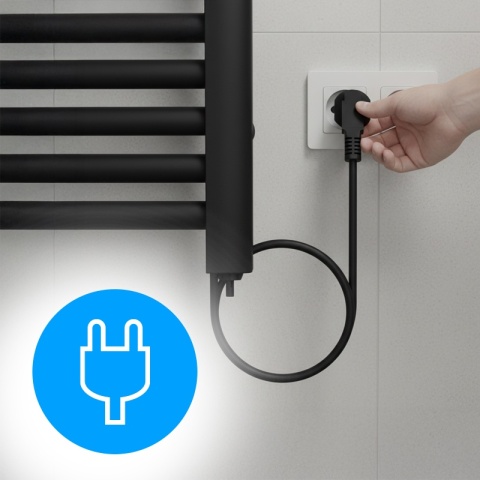 GRZEJNIK ŁAZIENKOWY ELEKTRYCZNY ALUMINIOWY DRABINKA ECO 500W Z WIESZAKAMI