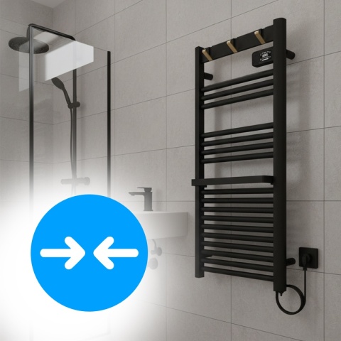 GRZEJNIK ŁAZIENKOWY ELEKTRYCZNY ALUMINIOWY DRABINKA ECO 500W Z WIESZAKAMI