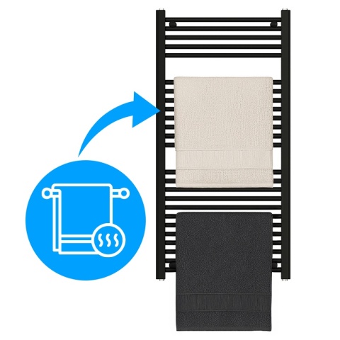 GRZEJNIK ŁAZIENKOWY ŚCIENNY PIONOWY WODNY DRABINKA 120x60 CORSO-BL-1 CZARNY