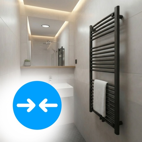 GRZEJNIK ŁAZIENKOWY ŚCIENNY PIONOWY WODNY DRABINKA 120x60 CORSO-BL-1 CZARNY