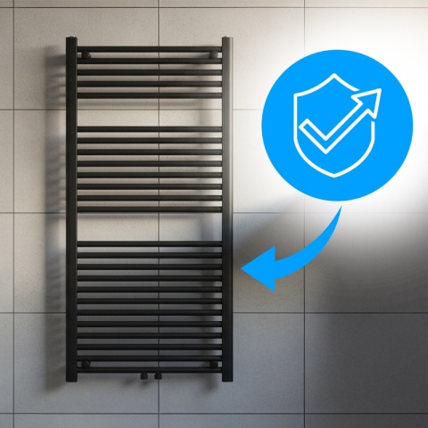 GRZEJNIK ŁAZIENKOWY ŚCIENNY PIONOWY WODNY DRABINKA 120x60 CORSO-BL-1 CZARNY