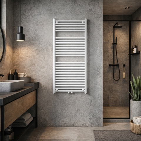 GRZEJNIK ŁAZIENKOWY ŚCIENNY PIONOWY WODNY DRABINKA 120x60 CORSO-WH-1 BIAŁY