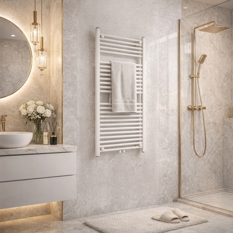 GRZEJNIK ŁAZIENKOWY ŚCIENNY PIONOWY WODNY DRABINKA 120x60 CORSO-WH-1 BIAŁY