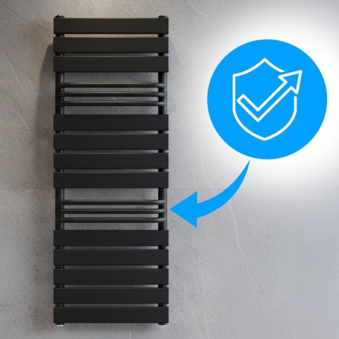 GRZEJNIK ŁAZIENKOWY ŚCIENNY PIONOWY WODNY DRABINKA 128x50 FUEGO-BL CZARNY