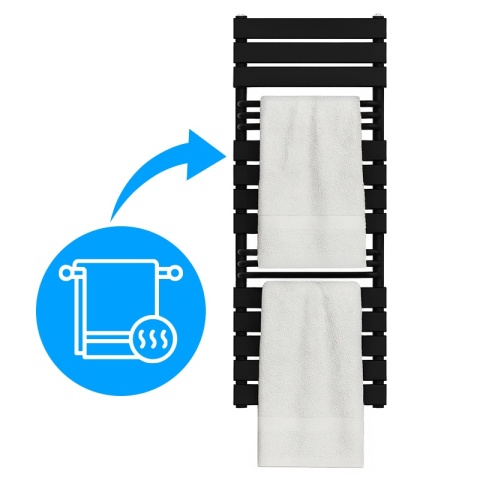 GRZEJNIK ŁAZIENKOWY ŚCIENNY PIONOWY WODNY DRABINKA 128x50 FUEGO-BL CZARNY