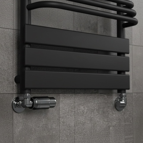 GRZEJNIK ŁAZIENKOWY ŚCIENNY PIONOWY WODNY DRABINKA 128x50 FUEGO-BL CZARNY