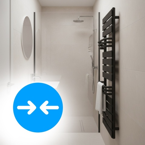 GRZEJNIK ŁAZIENKOWY ŚCIENNY PIONOWY WODNY DRABINKA 128x50 FUEGO-BL CZARNY