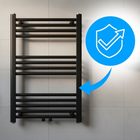 GRZEJNIK ŁAZIENKOWY ŚCIENNY PIONOWY WODNY DRABINKA 80x50 CORSO-BL-3 CZARNY