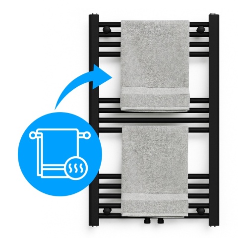 GRZEJNIK ŁAZIENKOWY ŚCIENNY PIONOWY WODNY DRABINKA 80x50 CORSO-BL-3 CZARNY