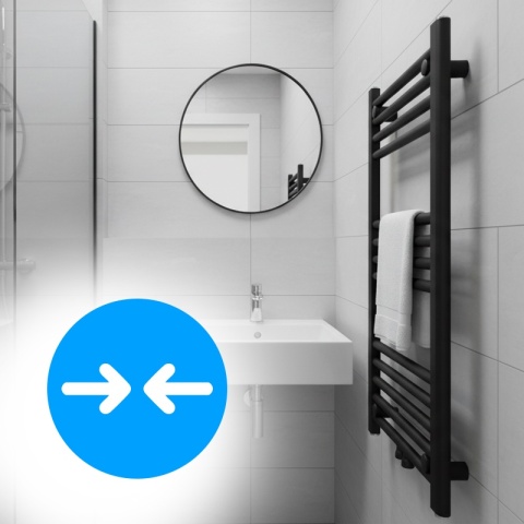 GRZEJNIK ŁAZIENKOWY ŚCIENNY PIONOWY WODNY DRABINKA 80x50 CORSO-BL-3 CZARNY