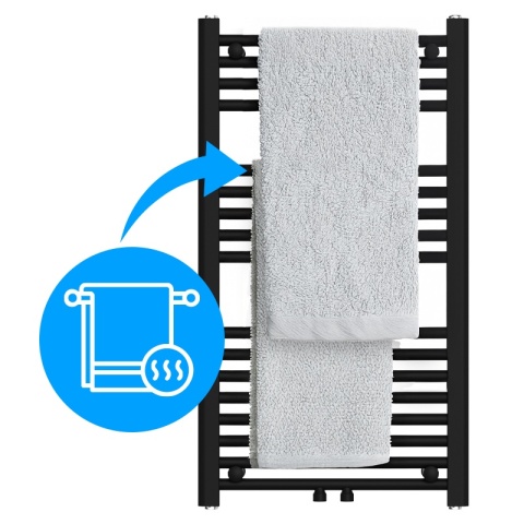 GRZEJNIK ŁAZIENKOWY ŚCIENNY PIONOWY WODNY DRABINKA 90x50 CORSO-BL-2 CZARNY