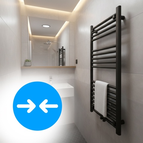 GRZEJNIK ŁAZIENKOWY ŚCIENNY PIONOWY WODNY DRABINKA 90x50 CORSO-BL-2 CZARNY