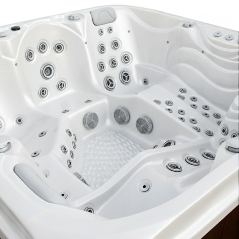JACUZZI OGRODOWE WANNA SPA560 BIAŁA PERŁA OBUDOWA ANTRACYT 220x220 CM