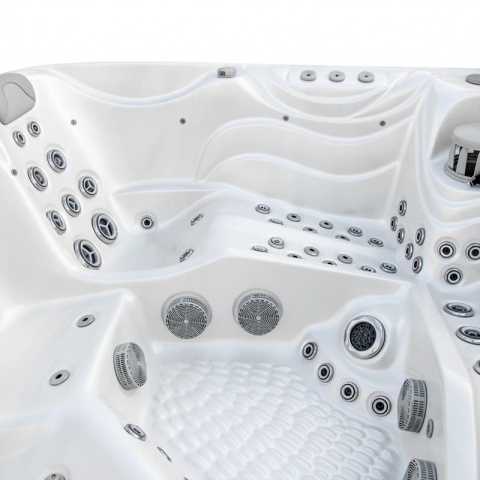 JACUZZI OGRODOWE WANNA SPA560 BIAŁA PERŁA OBUDOWA ANTRACYT 220x220 CM