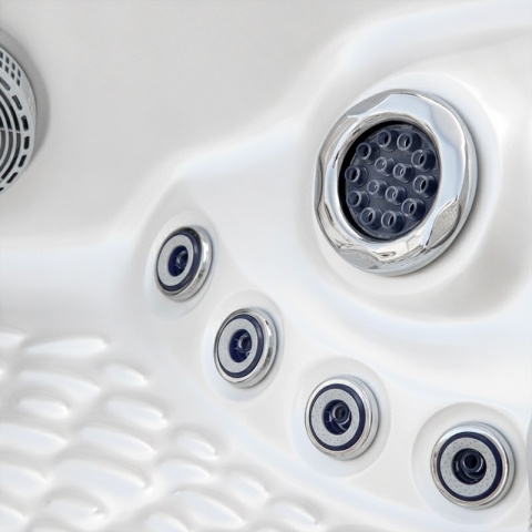 JACUZZI OGRODOWE WANNA SPA560 BIAŁA PERŁA OBUDOWA ANTRACYT 220x220 CM