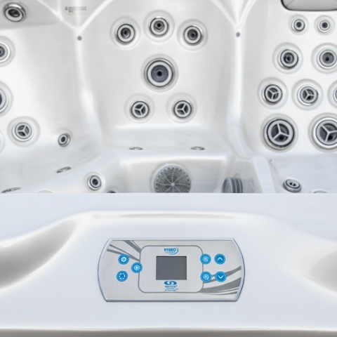 JACUZZI OGRODOWE WANNA SPA560 BIAŁA PERŁA OBUDOWA KAWA 220x220 CM